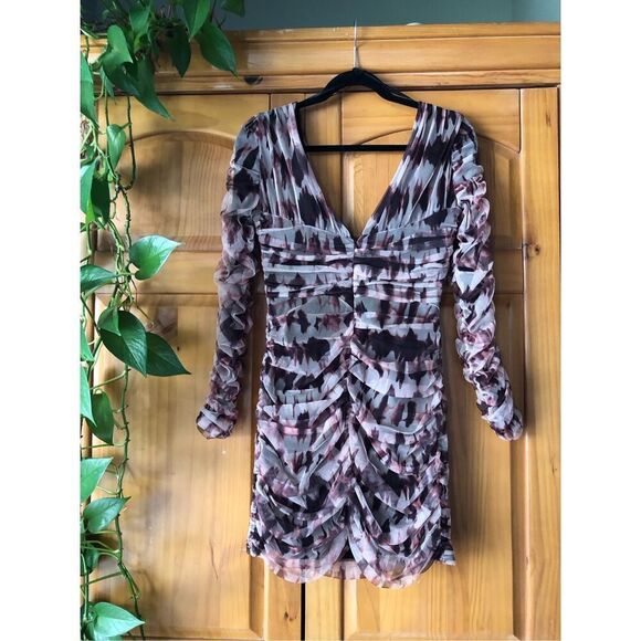 Zara Brown Draped Tulle Mini Dress Size M - Picture 7 of 14